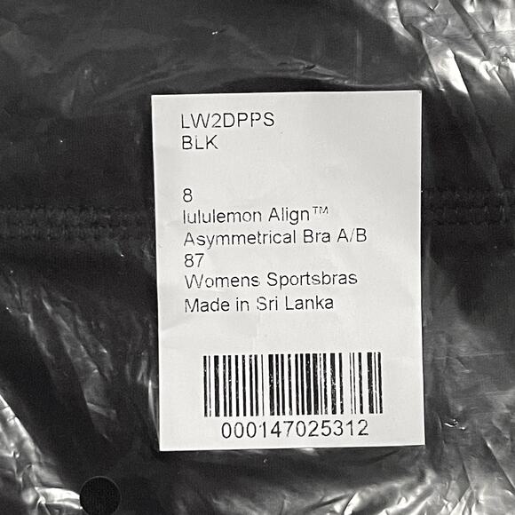 Lululemon Align Asymmetrical Bra Sz 8 S A/B New $58 Black Low Support Unpadded - Picture 11 of 14